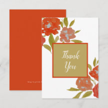 Rode oranje boheemse gouden bloem Thank You kaart