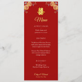 Rode oranje Chinese bruiloft met dubbel geluk Menu (Voorkant)