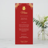 Rode oranje Chinese bruiloft met dubbel geluk Menu (Staand voorkant)