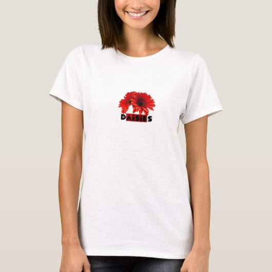 Rode Oranje Daisies T-shirt (Voorkant)