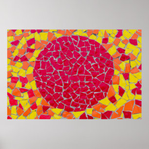 Rode, oranje en gele illustraties poster