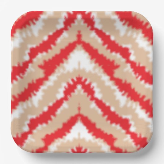 Rode, oranje en roze textuurpatronen en motieven papieren bordje (Voorkant)