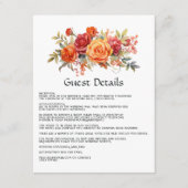 Rode, Oranje en Sage Floral Gastgegevens Informatiekaartje (Voorkant)