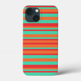 Rode, oranje en turquoise vintage strepen Case-Mate iPhone case
