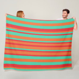 Rode, oranje en turquoise vintage strepen fleece deken
