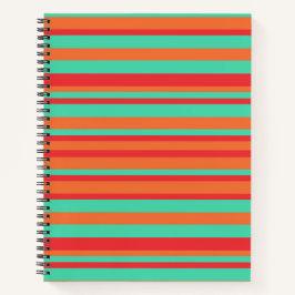 Rode, oranje en turquoise vintage strepen notitieboek