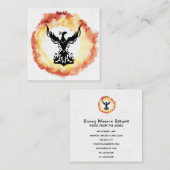 *~* Rode Oranje Flames Black Phoenix Ring of Fire Vierkante Visitekaartje (Voorkant / Achterkant)