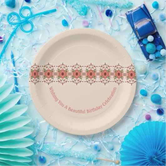 Rode Oranje Floral Papieren Bordje (Feest)