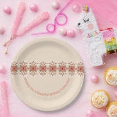 Rode Oranje Floral Papieren Bordje (Feest)