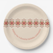 Rode Oranje Floral Papieren Bordje (Voorkant)