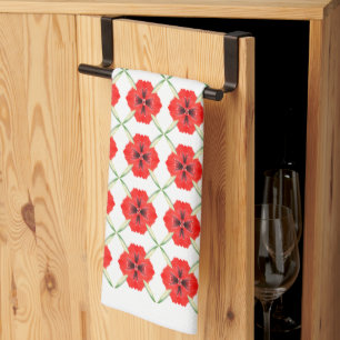 Rode Oranje Floral Theedoek