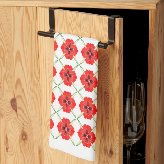 Rode Oranje Floral Theedoek (Derde Gevouwen)