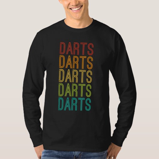 Rode Oranje Geel Blauwe Darts T-shirt (Voorkant)