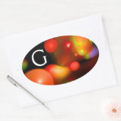 RODE ORANJE GEEL ZWARTE KRACHTAALBUBBELMONOGRAM OVALE STICKER (Envelop)