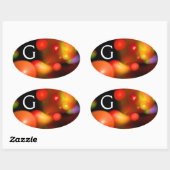 RODE ORANJE GEEL ZWARTE KRACHTAALBUBBELMONOGRAM OVALE STICKER (Vel)