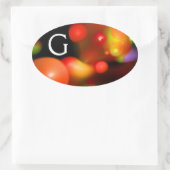 RODE ORANJE GEEL ZWARTE KRACHTAALBUBBELMONOGRAM OVALE STICKER (Tas)