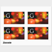 RODE ORANJE GEEL ZWARTE KRACHTAALBUBBELMONOGRAM RECHTHOEKIGE STICKER (Vel)