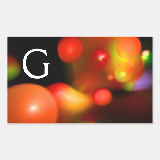 RODE ORANJE GEEL ZWARTE KRACHTAALBUBBELMONOGRAM RECHTHOEKIGE STICKER (Voorkant)