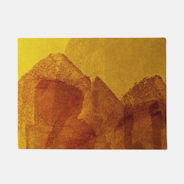 Rode oranje gele abstracte tekenkunst deurmat (Voorkant)