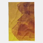 Rode oranje gele abstracte tekenkunst theedoek (Verticaal)