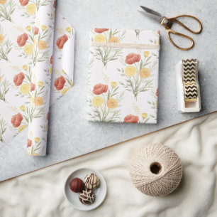 Rode Oranje Gele Bloemen Cadeaupapier