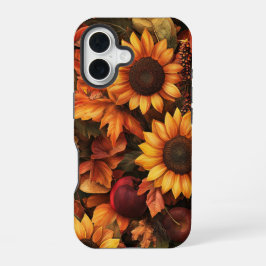 RODE ORANJE GELE HERFST ZONNEBLOEMEN iPhone 16 HOESJE