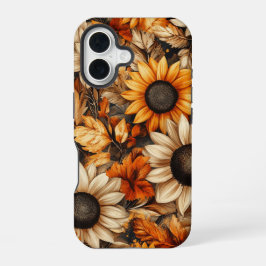 RODE ORANJE GELE HERFST ZONNEBLOEMEN iPhone 16 HOESJE