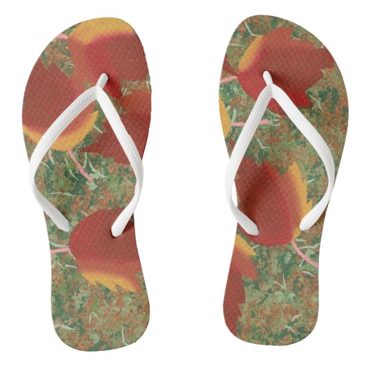 Rode Oranje Gele Herfstbladeren FlipFlops Teenslippers (Voetbed)