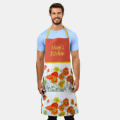 Rode oranje gele klaprozen bloemen schort (Gedragen)