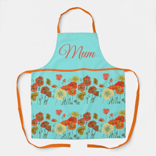 Rode Oranje gele maaltijd Bloem Moeder Schort (Voorkant)