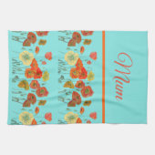 Rode Oranje gele maaltijd Bloem Moeder Theedoek (Horizontaal)