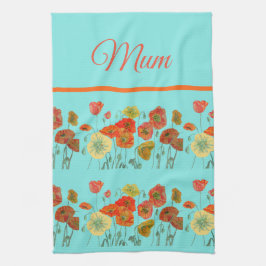 Rode Oranje gele maaltijd Bloem Moeder Theedoek