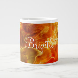 Rode, oranje, gouden, groene marmeren inktprint mo grote koffiekop
