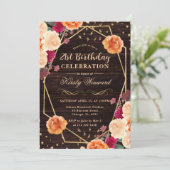 Rode & Oranje Herfst Bloemen Lijst Verjaardag Kaart (Staand voorkant)