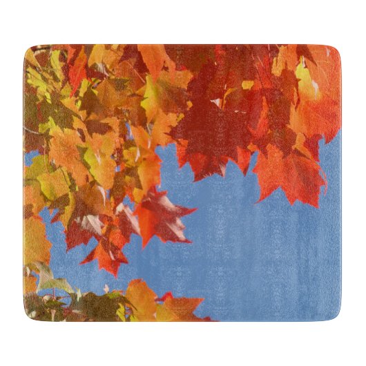 Rode Oranje Herfstbladeren glazen snijplanken (Voorkant)