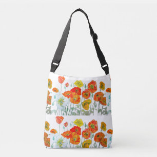 Rode oranje klaproos bloem aquarel klaprozen crossbody tas