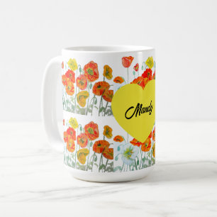Rode oranje klaproos bloem waterverf klaprozen vro koffiemok