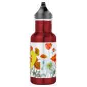 Rode oranje klaproos bloem waterverf klaprozen waterfles (Rechts)