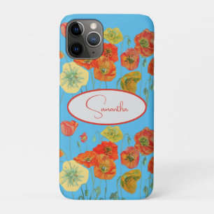 Rode oranje klaproos klaprozen bloemig Blauw Meisj Case-Mate iPhone Case