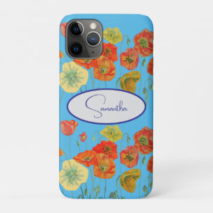 Rode oranje klaproos klaprozen bloemig Blauw Meisj Case-Mate iPhone Case