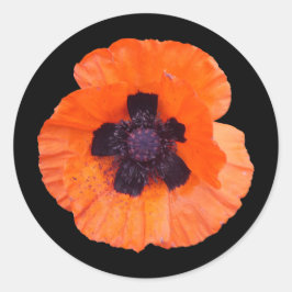 Rode oranje klaproos ronde sticker