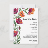 Rode oranje klaproos save the date kaart (Voorkant)