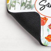 Rode oranje klaproos waterverf bloem lint muismat (Hoek)