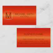 Rode Oranje luxe roestvrij stalen monogram Visitekaartje (Voorkant / Achterkant)