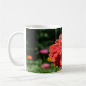 rode oranje melkbloem, rode bloemtuin koffiemok (Links)