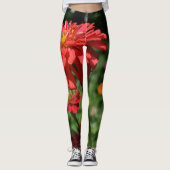 rode oranje melkbloem, rode bloemtuin leggings (Voorkant)