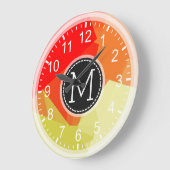 Rode Oranje mozaïekmoderne monogram Grote Klok (Hoek)