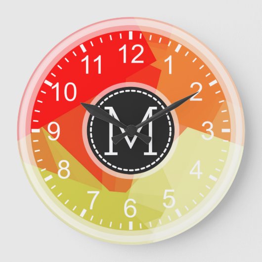 Rode Oranje mozaïekmoderne monogram Grote Klok (Voorkant)
