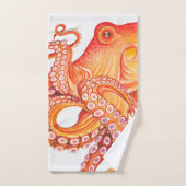 Rode Oranje octopus Waterverf Bad Handdoek (Handdoek)