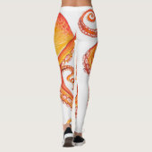 Rode Oranje octopus Waterverf Leggings (Achterkant)